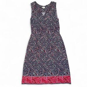 Talbots Women’s Patriotic Paisley Bandand Print Sleeveless Shift Dress  Sz 6